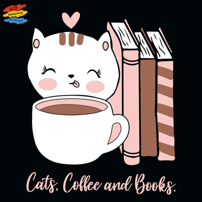 Cats, Coffee Books Women's T-Shirt